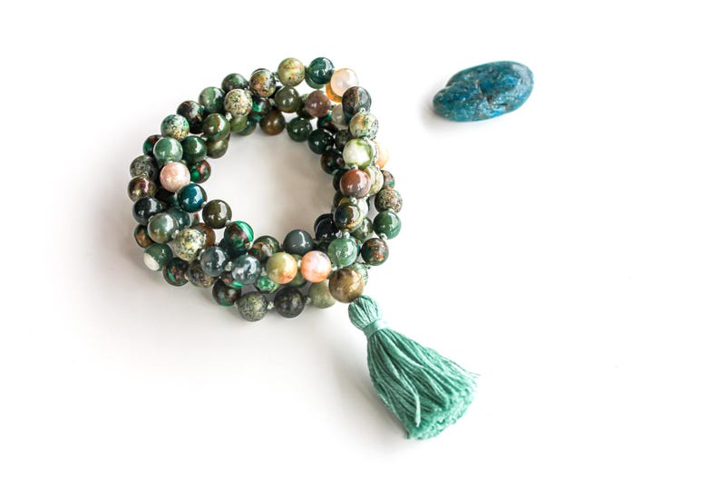 Silver & Sage Peace is the Way Mala main image 1