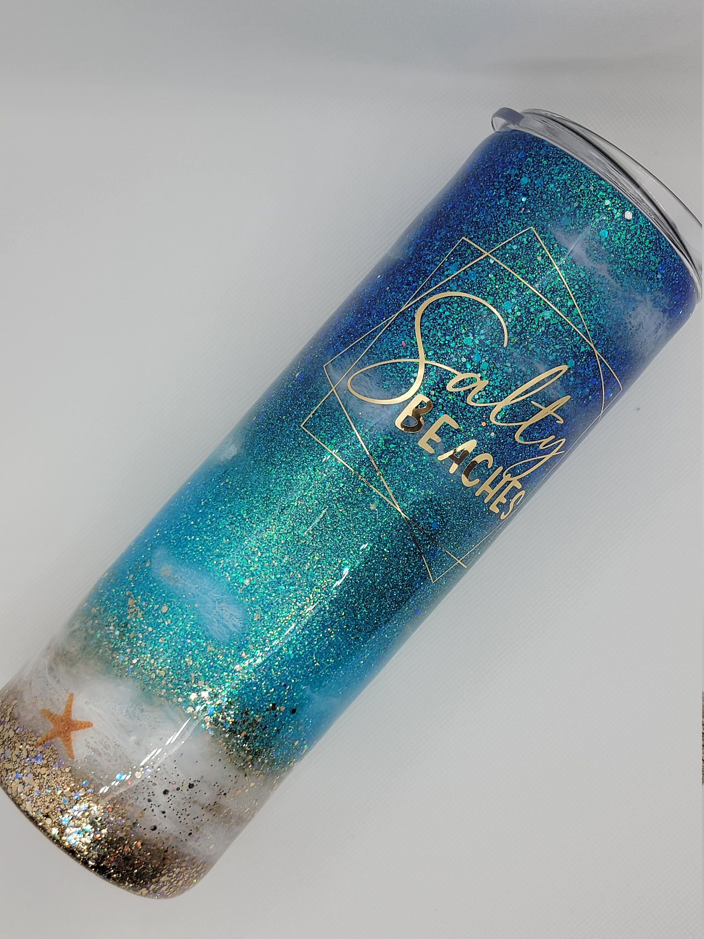 Beach Tumbler Glitter Personalized Beach Tumbler Beach Etsy