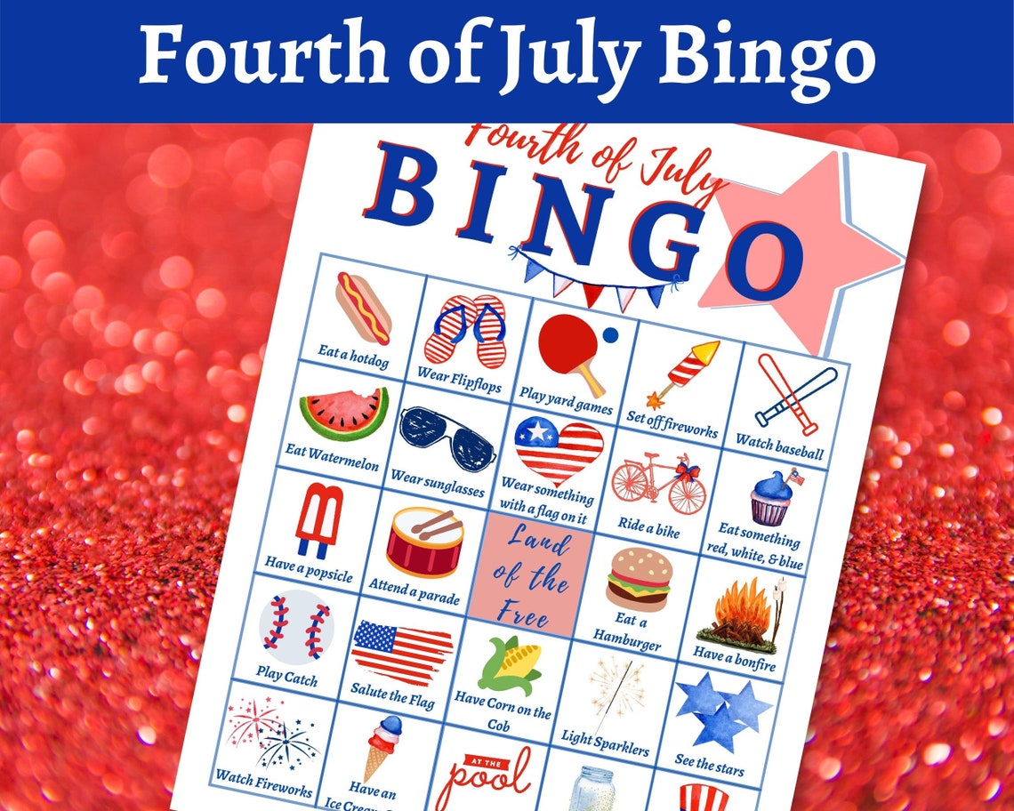 July 4th Patriotic Bingo July 4th Party Games Printable - Etsy