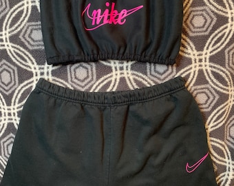 nike bandeau top and shorts set
