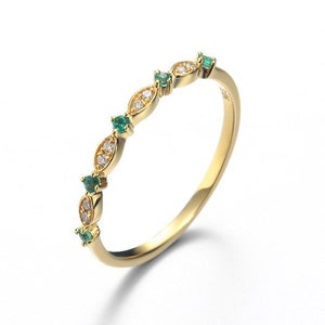 Half Eternity Emerald Ring, Emerald Stackable Ring, Emerald Stacking Band, Emerald Ring Gold, Emerald Matching Ring, May Birthstone, Gifts