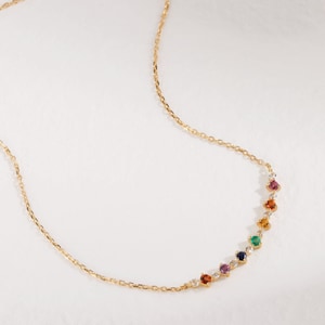 Rainbow Gemstone Necklace, Multicolor Gemstone Tennis Necklace, Layering Necklace, Colorful Crystal Choker Necklace, Bridesmaid Necklace