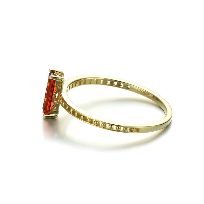 January Birthstone Thin Band Ring Natural Red Garnet Ring Minimalist Garnet Ring Dainty Garnet Promise Ring Gifts Baguette Garnet Ring