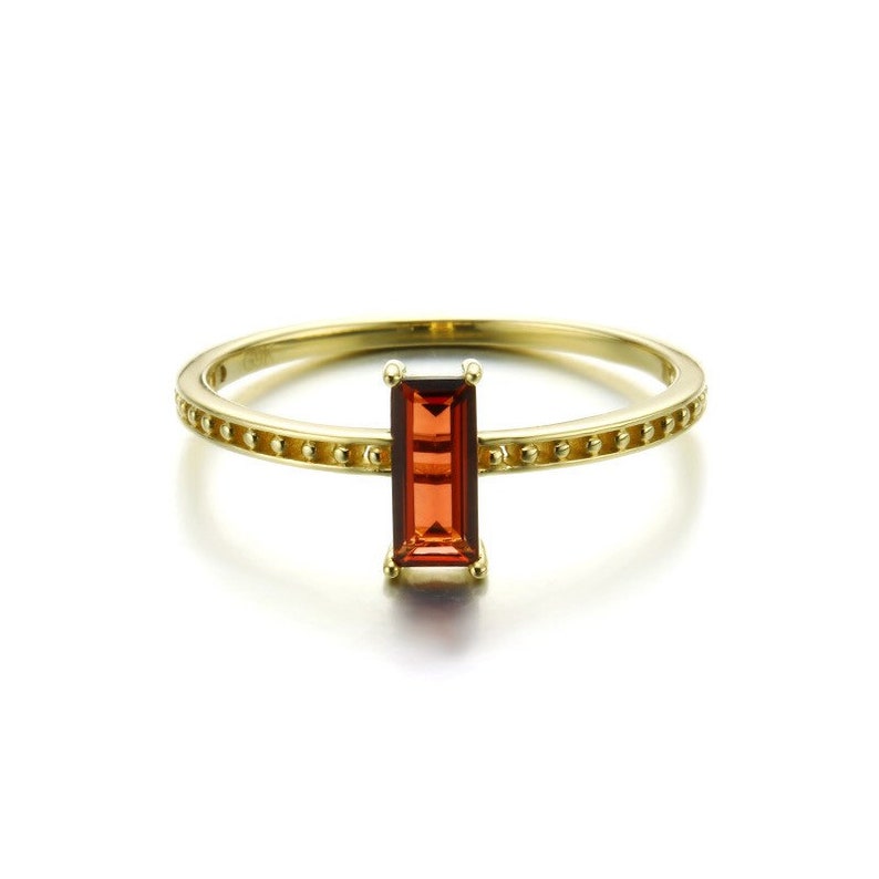 January Birthstone Thin Band Ring Natural Red Garnet Ring Minimalist Garnet Ring Dainty Garnet Promise Ring Gifts Baguette Garnet Ring