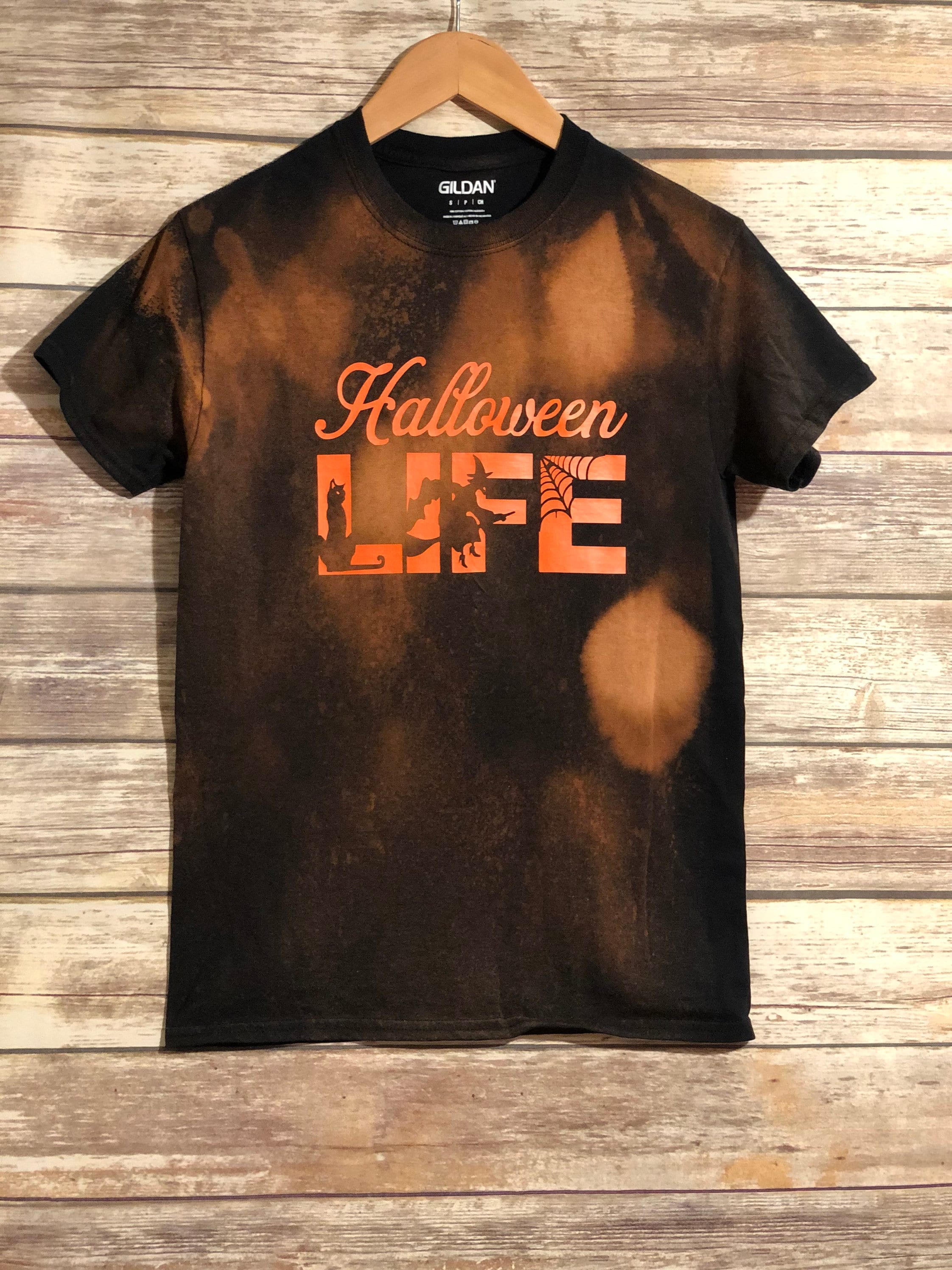 Halloween Shirt bleach spray Halloween Spooky shirt Etsy