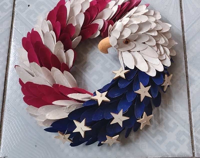 American Eagle Wreath Patriotic Wreath For Front Door Etsy