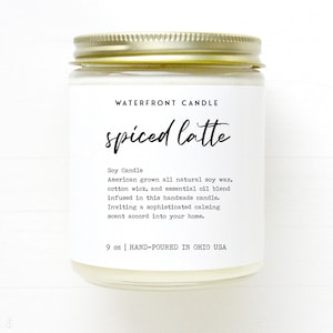 Modern Farmhouse Decor - Spiced Latte Scented Winter Candle with Hand-Poured Soy Wax - Coffee Latte Candle