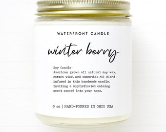 Soy Candle, Scented Candles, Scented Soy Candle, Cranberry Scented Candle, Winter Candle, Berry Candle, Farmhouse Decor, Christmas Candles