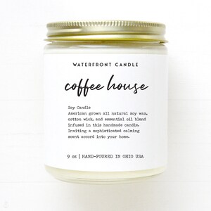 Modern Farmhouse Decor - Coffee House Scented Winter Candle with Hand-Poured Soy Wax - Fall Candles - Coffee Candle