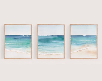 Fine Art Watercolor Oceanside Watercolor Art Print Watercolor Wall Art Reading Painting