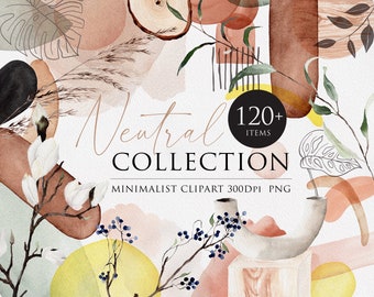 Watercolor Flower Bundle, Watercolor Neutral Collection, Watercolor bundle, Watercolor Shape, Minimalist clipart, Watercolor arrangements