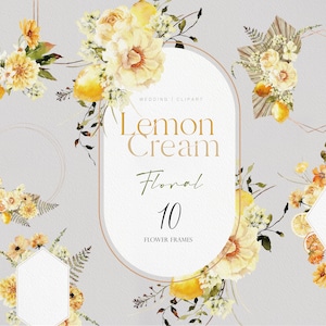Flores de crema de limón, flor de acuarela, ramos de acuarela, flor de Boho, flor de boho, flor amarilla, flor de acuarela amarilla, rosa amarilla