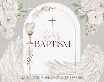 Holy BAPTISM, Baptism PNG, Watercolor Baptism Clipart, Baptism Girl, Baptism Invitation, Baptism Boy, Watercolor Angel, Boho Baptism