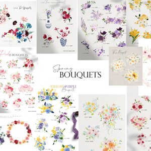 Spring Flower Bundle, Watercolor Flower Bundle, Flower PNG, Watercolor ...