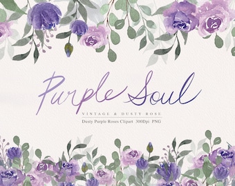 Watercolor Clipart, Roses Bouquet, Floral arrangements, Purple Clipart, Wedding Clipart, Floral Watercolor, Violet roses Flower