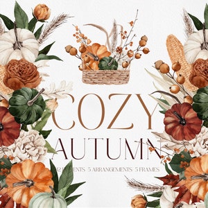 OTOÑO ACOGEDOR, Imágenes Prediseñadas de acuarela, Otoño de acuarela, PNG Boho de acuarela, Imágenes Prediseñadas de otoño de acuarela, Imágenes Prediseñadas de calabaza, Imágenes Prediseñadas de otoño Boho