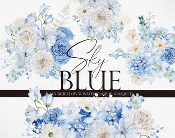 Sky BLUE Flower, Watercolor Flower PNG, Watercolor Clipart, Blue Flower Clipart, Watercolor Blue Flower, Boho Flower Clipart, Blue Flower