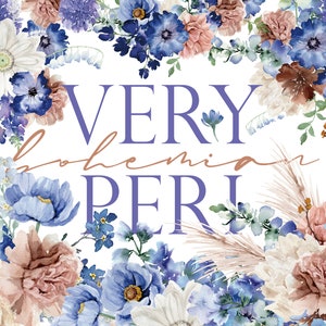 Mycket Peri-blomma, Boho-blomma, Akvarellblomma, Akvarell Mycket Peri, Akvarellblomma PNG, Blomma clipart, Lila blomma, Blå blomma