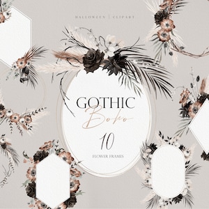 Gothic Boho Flower, Acquerello Boho Flower, Black Boho Clipart, Boho Flower PNG, Black Pampass, Boho flowers, Gothic Flowers