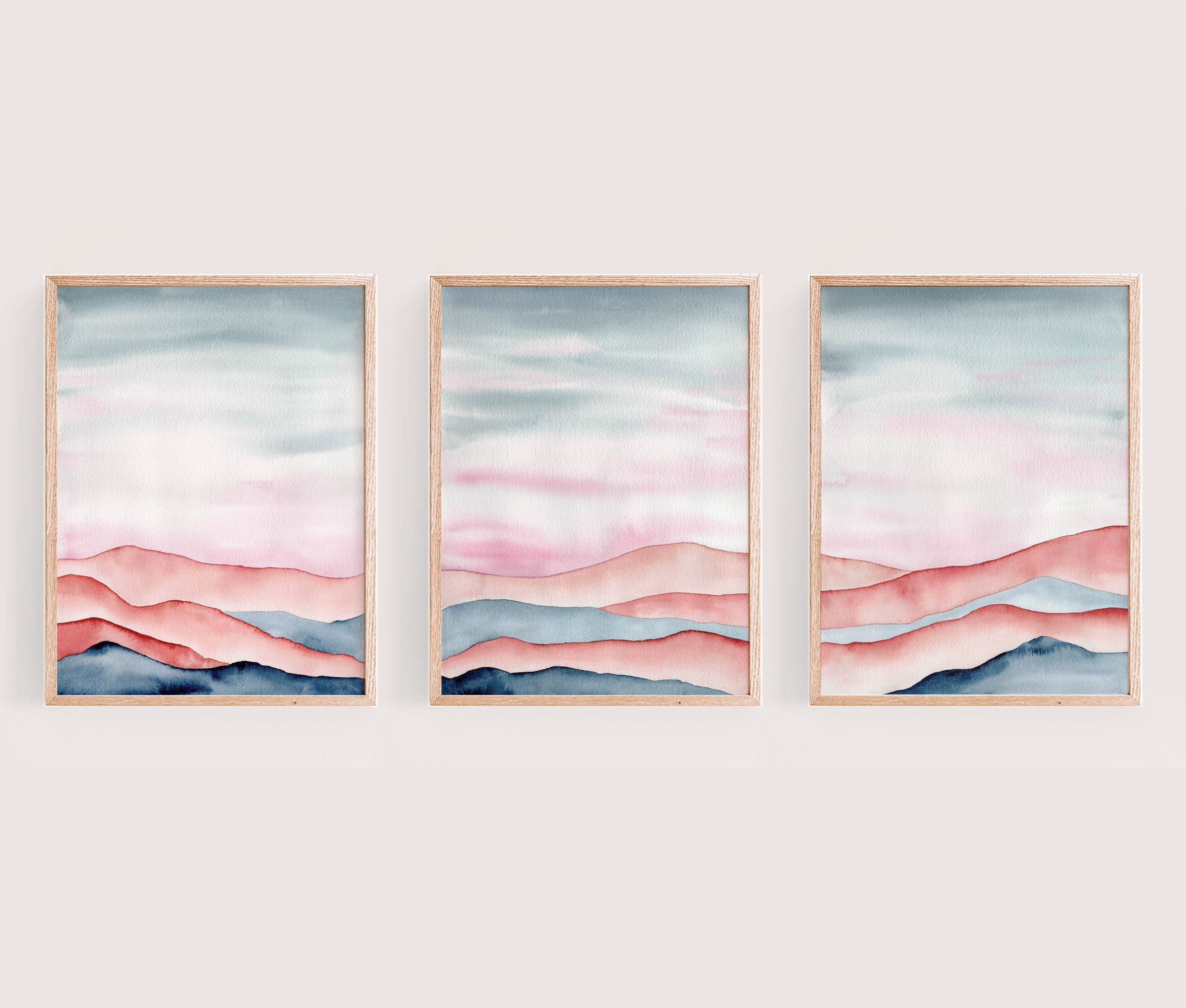 Set of 3 Watercolor prints Printable Wall Art Landscape | Etsy