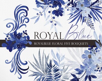 Watercolor clipart, Blue Bouquets, Floral arrangements, Wedding Clipart, Floral Watercolor, Watercolor flower PNG, Royal blue