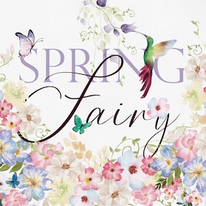 Flor de fada da primavera, Flor em aquarela, Clipart de flores, Flor pastel, Flor de fantasia, Flor da primavera, Clipe de casamento, Buquês de casamento