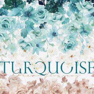 Oceano, flor turquesa, flores em aquarela, flor azul-petróleo, flores azuis, flores de verão em aquarela, flor azul-petróleo PNG em aquarela, flor de hortelã