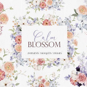 Ruhige BLÜTE, Aquarell Blume PNG, Aquarell Clipart, Blume PNG, Boho Clipart, Hochzeitsblume, Aquarell Floral