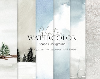 Watercolor background clipart, Watercolor border, Watercolor shape, Watercolor Winter, Design resources, Watercolor resources