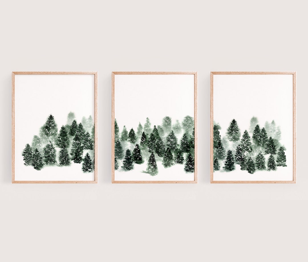 Set of 3 Watercolor Prints, Printable Wall Art, Landscape Watercolor ...