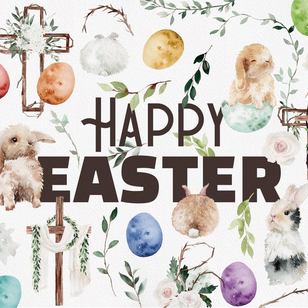 Aquarell Ostern, Aquarell Kreuz Clipart, Osterhase, Aquarell Blumenkreuz, Osterei, Aquarell Ostern PNG