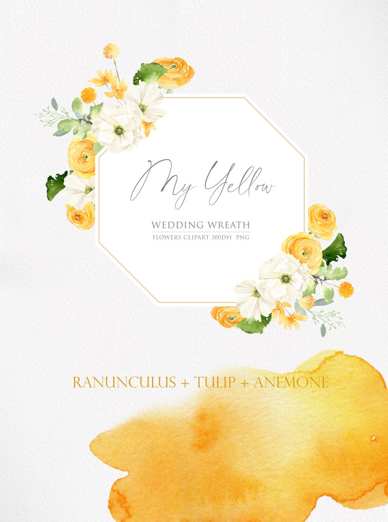 Flower clipart, Watercolor flower, Yellow bouquets, Yellow flower, Wedding invitation, Floral arrangements, Tulip clipart, Freesia clipart image 6