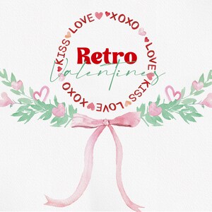 Retro VALENTINE, aquarel Valentines, Valentines clipart, aquarel clipart, hart clipart, Valentijnsdag png, Valentijnsdag