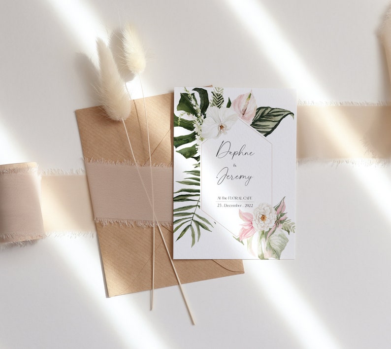 Jungle Bridal, Watercolor clipart, Watercolor flower, Summer clipart, Monstera Clipart, Summer Wedding, Tropical Clipart, Pampass Clipart image 5