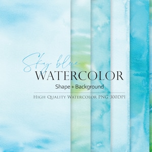 May include: Set of six digital watercolour backgrounds in shades of blue and green. The backgrounds are perfect for adding a touch of colour and texture to your designs.