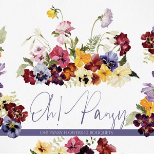 ¡OH! Pensamiento, flor de acuarela PNG, imágenes prediseñadas de pensamiento, imágenes prediseñadas de flores, pensamiento de acuarela, ramo de pensamiento, flor de pensamiento, flor PNG