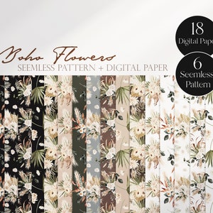Watercolor Flower Pattern, Flower Digital Paper, Seemless Pattern, Flower Pattern, Flower PNG, Flower pattern PNG, Boho flower png
