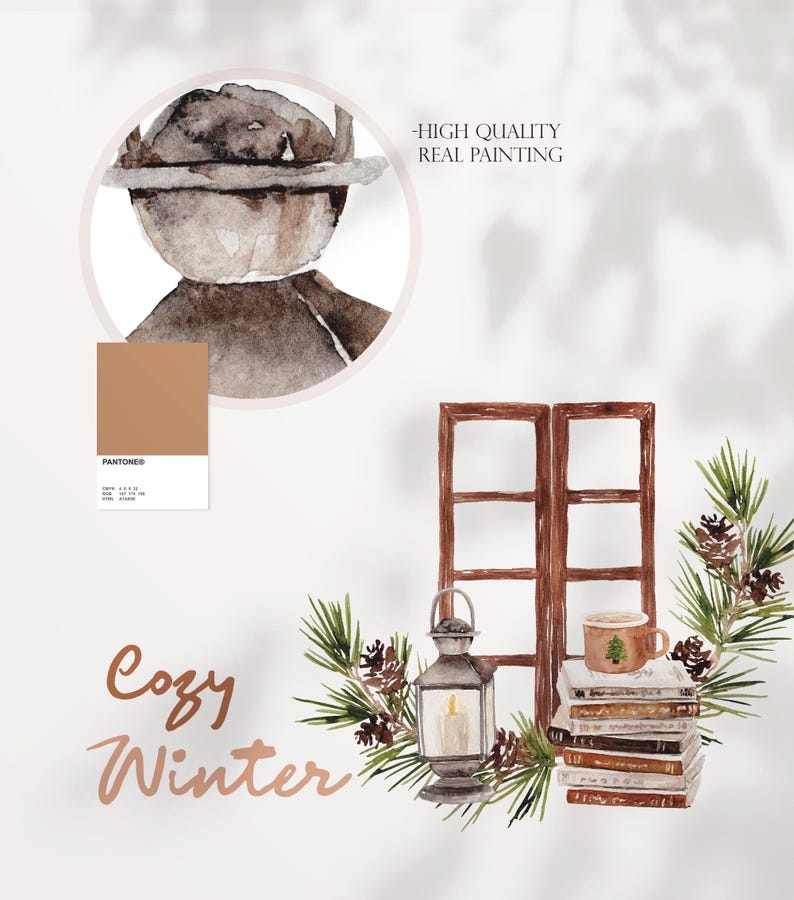 COZY WINTER, Watercolor Cozy Winter Christmas, Watercolor Winter ...