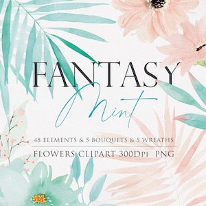 Aquarell Clipart, Mint Blumen, Florale Arrangements, Hochzeit Clipart, Floral Aquarell, Aquarell Blume PNG, Mint Clipart