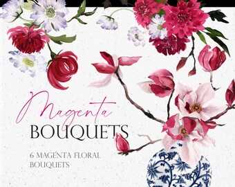 Watercolor Flower arrangement, Magnolia clipart, Watercolor clipart, Watercolor botanical, Watercolor bouquet, Ginger gar clipart