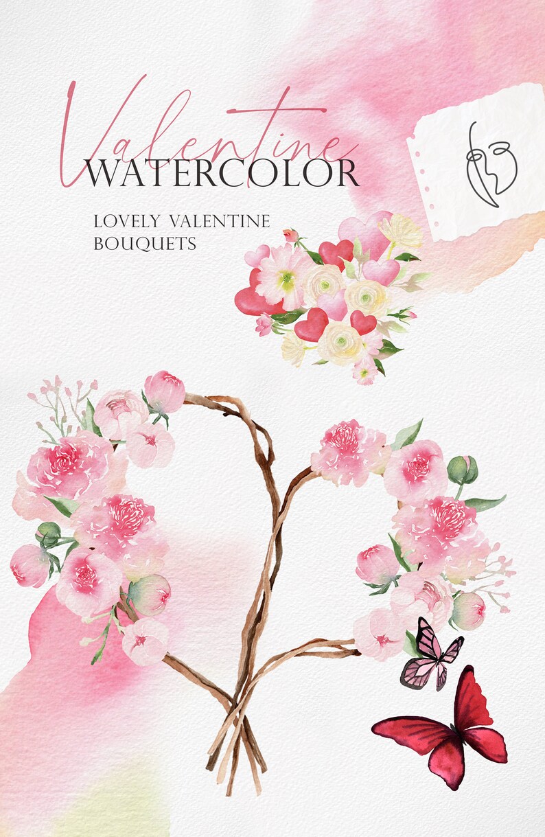 Flower Png, Watercolor Valentine, Valentine Clipart, Heart Clipart ...