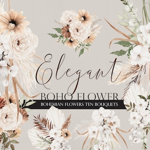 Elegant Boho Flower, Boho flower, Watercolor flower, Watercolor clipart, Elegant Wedding, Pampass clipart, Bohemian flower, Elegant flower