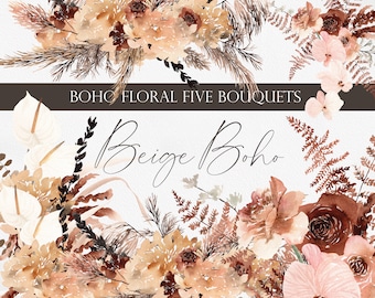 Boho blommor, blomclipart, boho blommor, torkade blommor clipart, pampas clipart, hortensia clipart, boho clipart, boho PNG