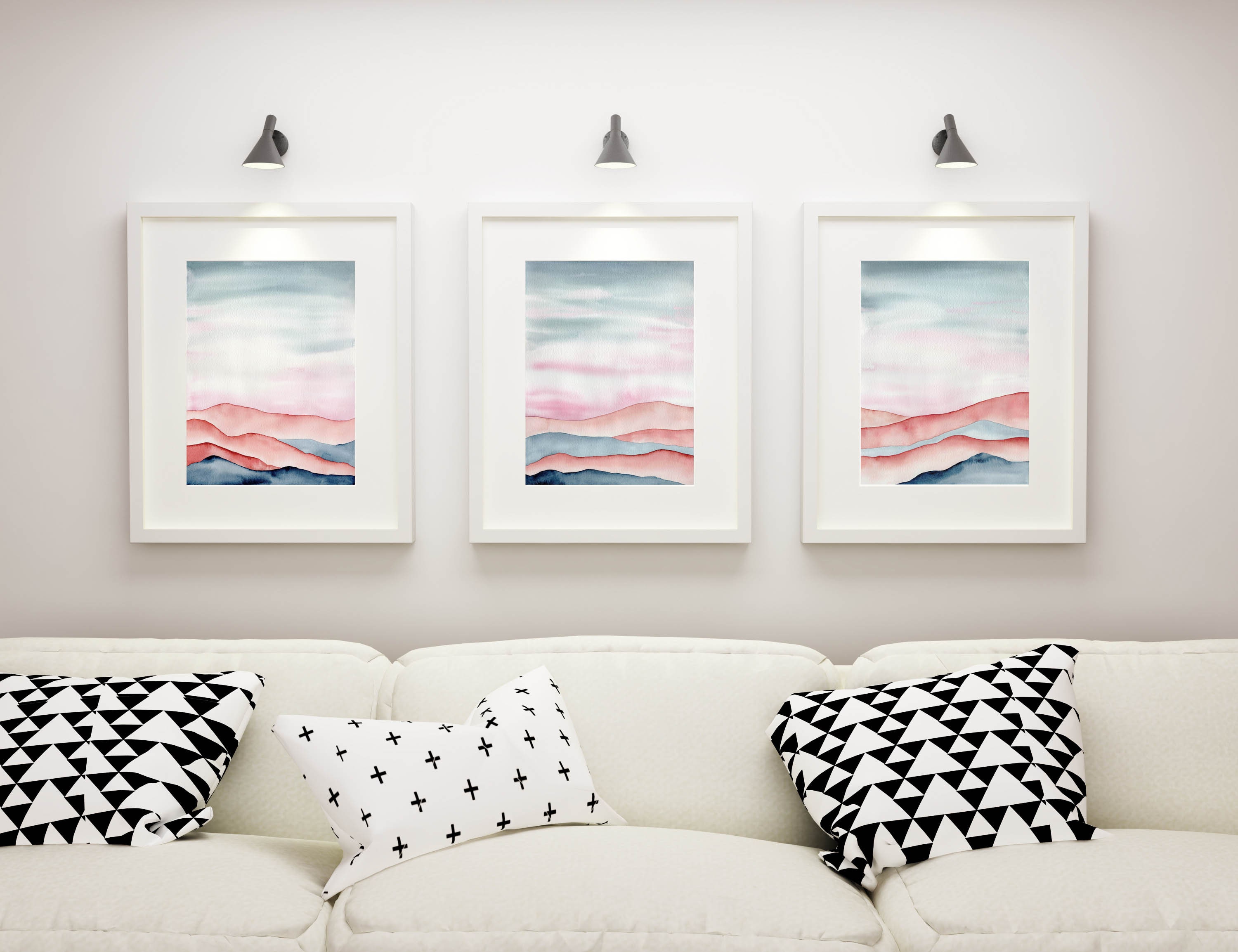 Set of 3 Watercolor prints Printable Wall Art Landscape | Etsy
