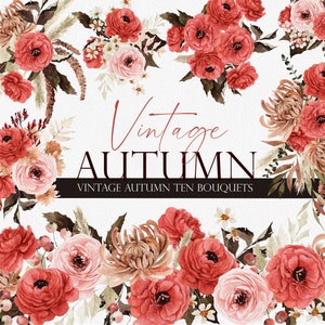 Vintage Autumn Flower, Watercolor Flower PNG, Fall clipart, Fall floral clipart, Boho flower clipart, Vintage flower, Watercolor clipart
