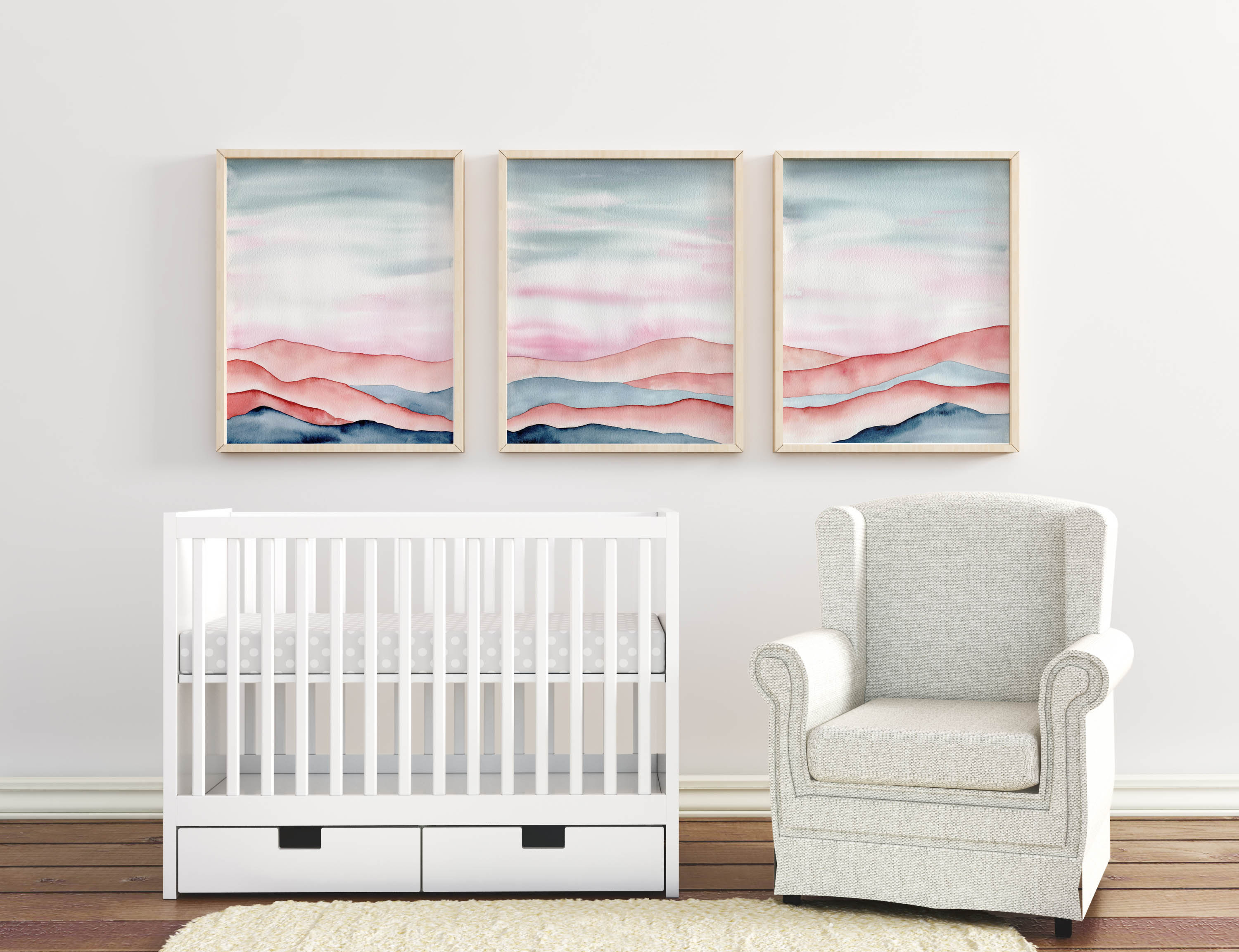 Set of 3 Watercolor prints Printable Wall Art Landscape | Etsy