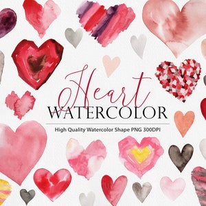 Watercolor heart clipart, Watercolor heart, Watercolor Valentine, Watercolor pink, Design resources, Watercolor resources, Valentine clipart