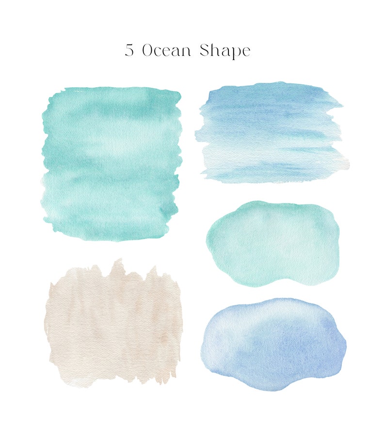 OCEAN Boho, Summer Clipart, Ocean Clipart, Coral clipart, Watercolor Clipart, Watercolor Beach, Watercolor Ocean, Watercolor Summer Boho image 8