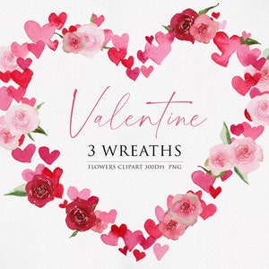 Aquarell Valentinstag, Valentinstag Clipart, Herz Clipart, Valentinstag Png, Liebe Clipart, Herz Kranz, Pink Clipart