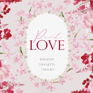 AMOR rosa, flor rosa aquarela, flor rosa PNG, clipart de dia dos namorados, clipart aquarela, clipart de flor, dia dos namorados, flor png